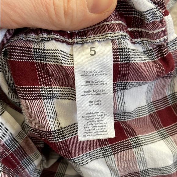 Carter's Size 5 Red Plaid Kids Button Up Long Sleeved Shirt - Picture 4 of 4